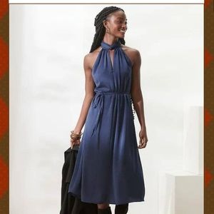 Banana Republic Twist Neck Midi Dress - caspian blue